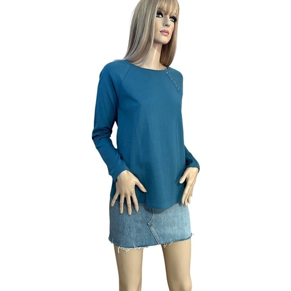 J. Jill Pullover Top Sweater Shirt Tank Cotton Cadet Blue Boat Neck XS-S - Picture 7 of 13